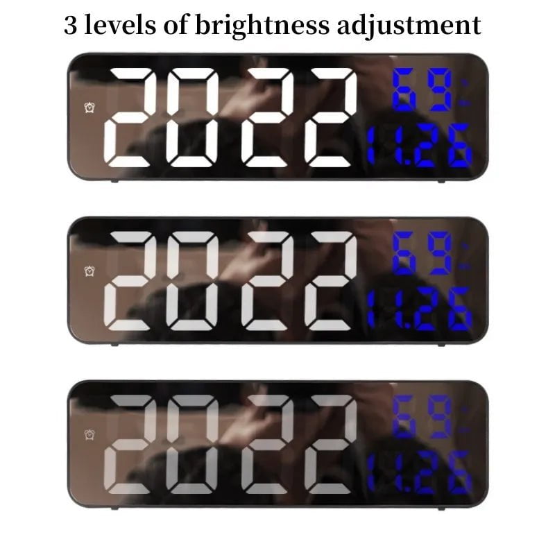 Storazone 9 Inch Large Digital Wall Clock Temperature and Humidity Display Night Mode Table Alarm Clock 12/24H Electronic LED Clock