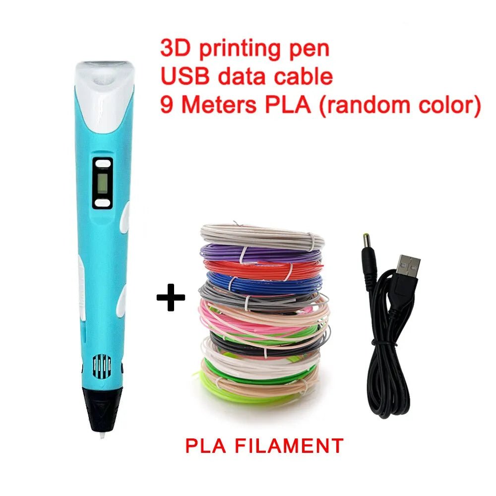 Storazone 9 Meter / PLA consumables / blue 9M PLA USB 3D Printing Pen DIY Drawing 9M PLA Filament Three-dimensional Graffiti Toys Art Tools For Kids Birthday Christmas Day Gift