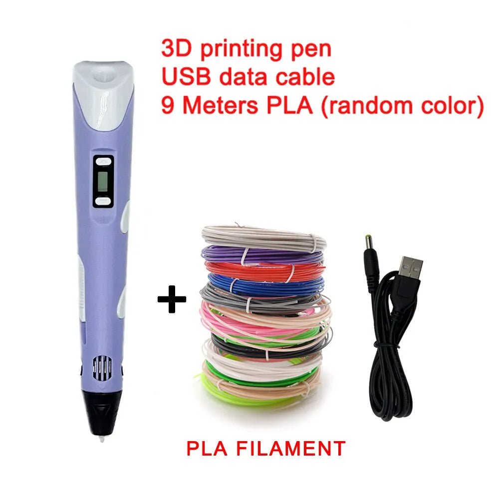 Storazone 9 Meter / PLA consumables / purple 9M PLA USB 3D Printing Pen DIY Drawing 9M PLA Filament Three-dimensional Graffiti Toys Art Tools For Kids Birthday Christmas Day Gift