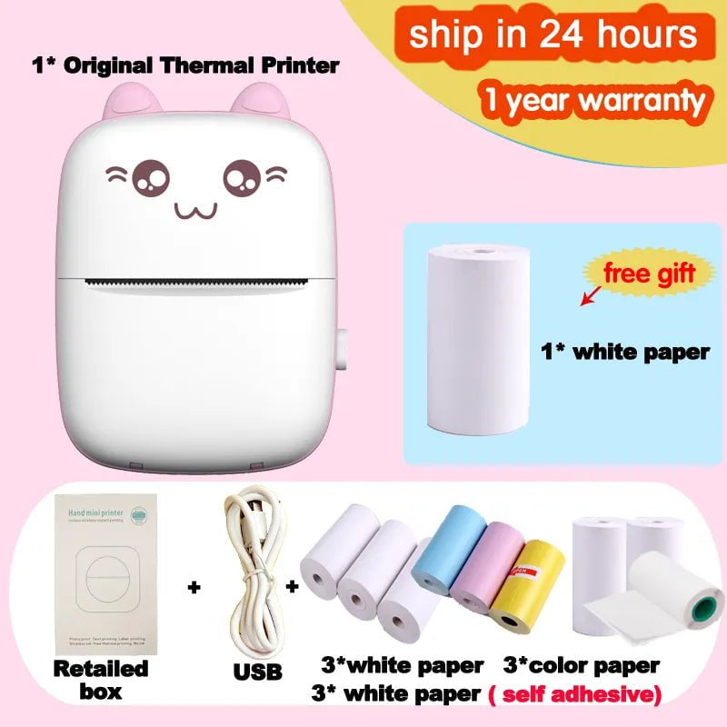 Storazone 9 with 3 kinds 1 Portable Mini Thermal Printer Wireless BT 200dpi Photo Label Memo Wrong Question Printing with USB Cable No Ink Print