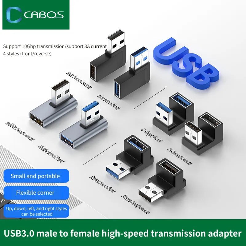 Storazone 90 Degree Right Angle USB 3.0 Extension Adapter Upward Elbow 10Gbps USB Connector For PC Male to Female Extension Plug Converter