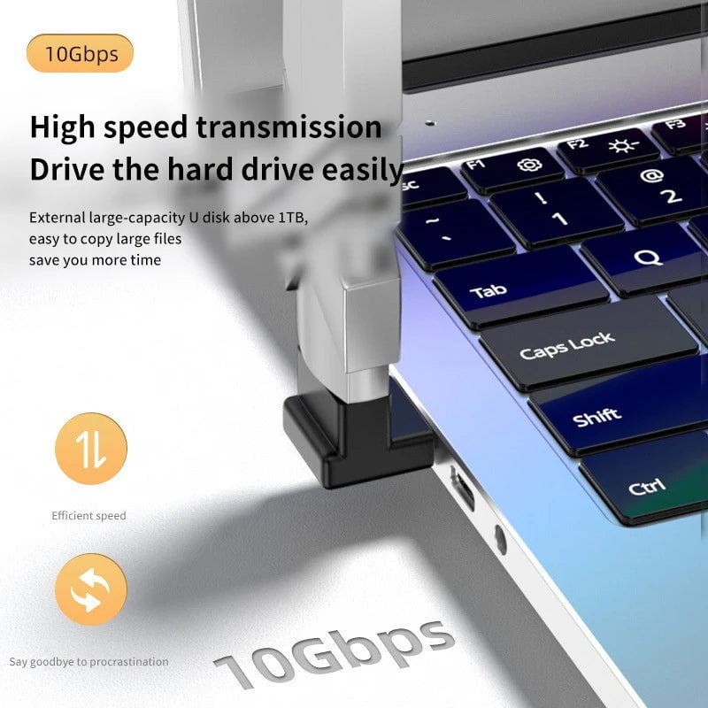 Storazone 90 Degree Right Angle USB 3.0 Extension Adapter Upward Elbow 10Gbps USB Connector For PC Male to Female Extension Plug Converter