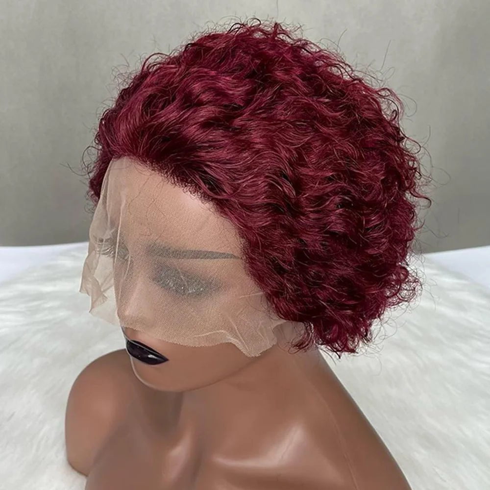 Storazone 99J / United States / 6inches | Lace Topline | 180 Pixie Cut Wig Human Hair 13x1 Lace Frontal Wigs Human Hair Short Bob Human Hair Wigs For Black Women Lace Front Human Hair Wig