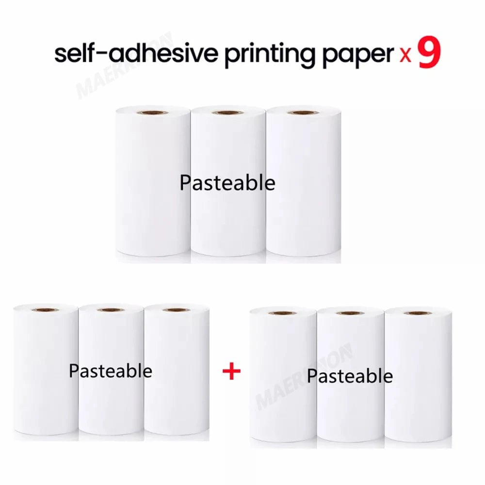 Storazone 9pcs Self-adhesive HD Mini Portable Printer Thermal Paper Universal 57mm Self-adhesive Paper Label Sticker For Phone Printing Picture Photo 2024