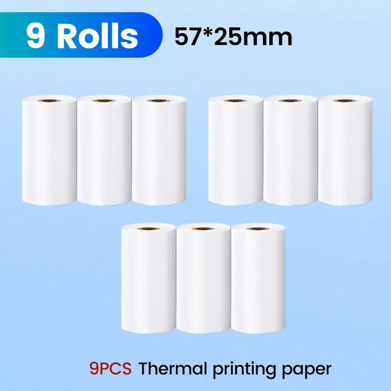 Storazone 9pcs Thermal Paper Mini Printer Paper Self-adhesive Thermal Papers HD Color Label Printers Wireless Bluetooth Photo Inkless Printing Universal 57mm