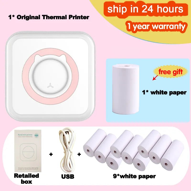 Storazone A-10 white normal Portable Mini Thermal Printer Wirelessly BT 203dpi Photo Label Memo Wrong Question Printing With USB Cable Imprimante Portable