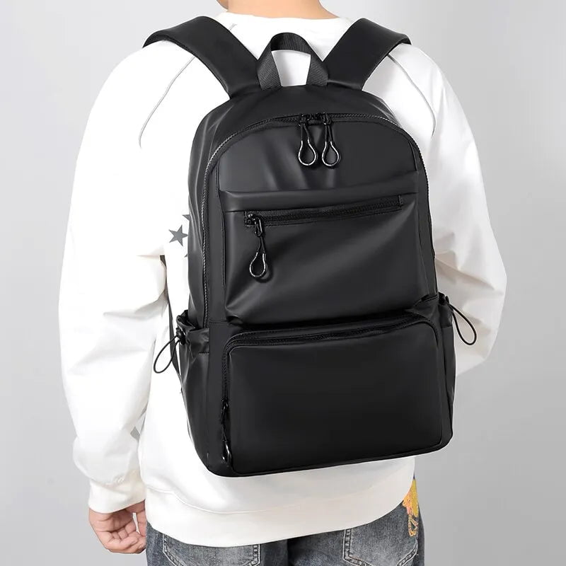 Storazone A 14 Inch Men's Backpack Large Capacity Travel Leisure Solid Color Pu Computer Backpack Fashion Men And Women Students Schoolbag