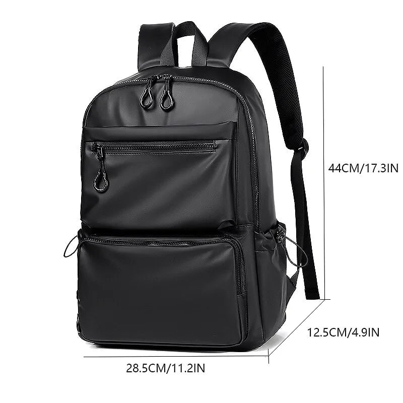 Storazone A 14 Inch Men's Backpack Large Capacity Travel Leisure Solid Color Pu Computer Backpack Fashion Men And Women Students Schoolbag