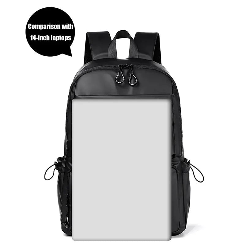 Storazone A 14 Inch Men's Backpack Large Capacity Travel Leisure Solid Color Pu Computer Backpack Fashion Men And Women Students Schoolbag