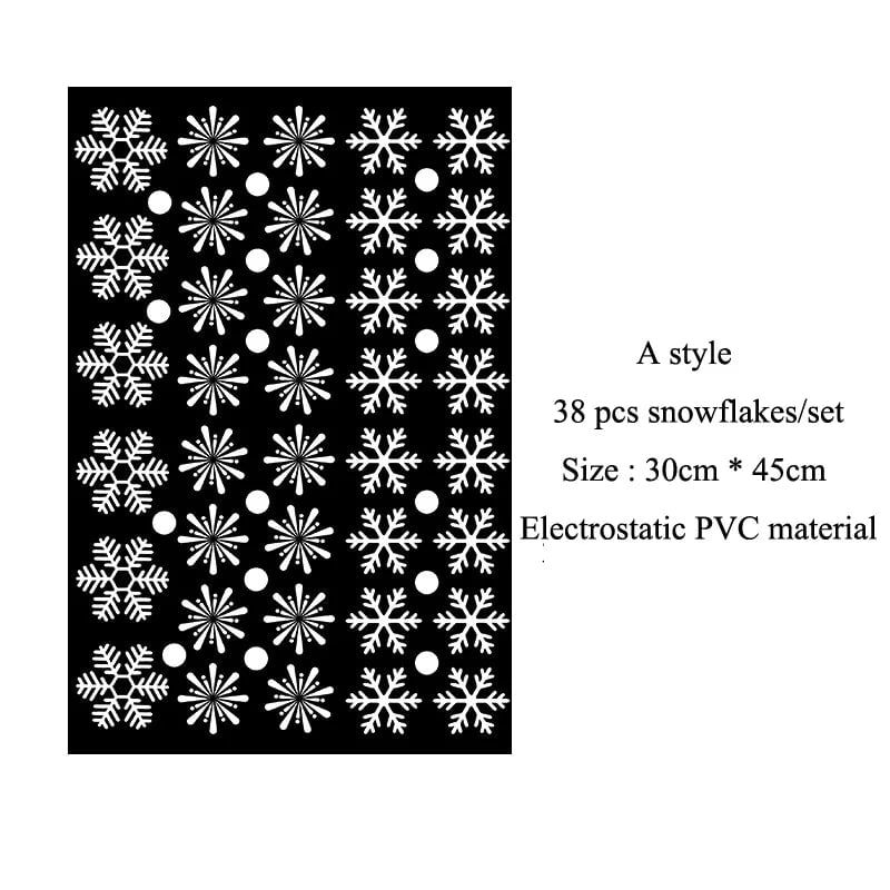 Storazone A 38 Pcs/Lot Snowflake Electrostatic Wall Stickers Window Kids Room Christmas Decoration Decals For Home Decor New Year Wallpaper