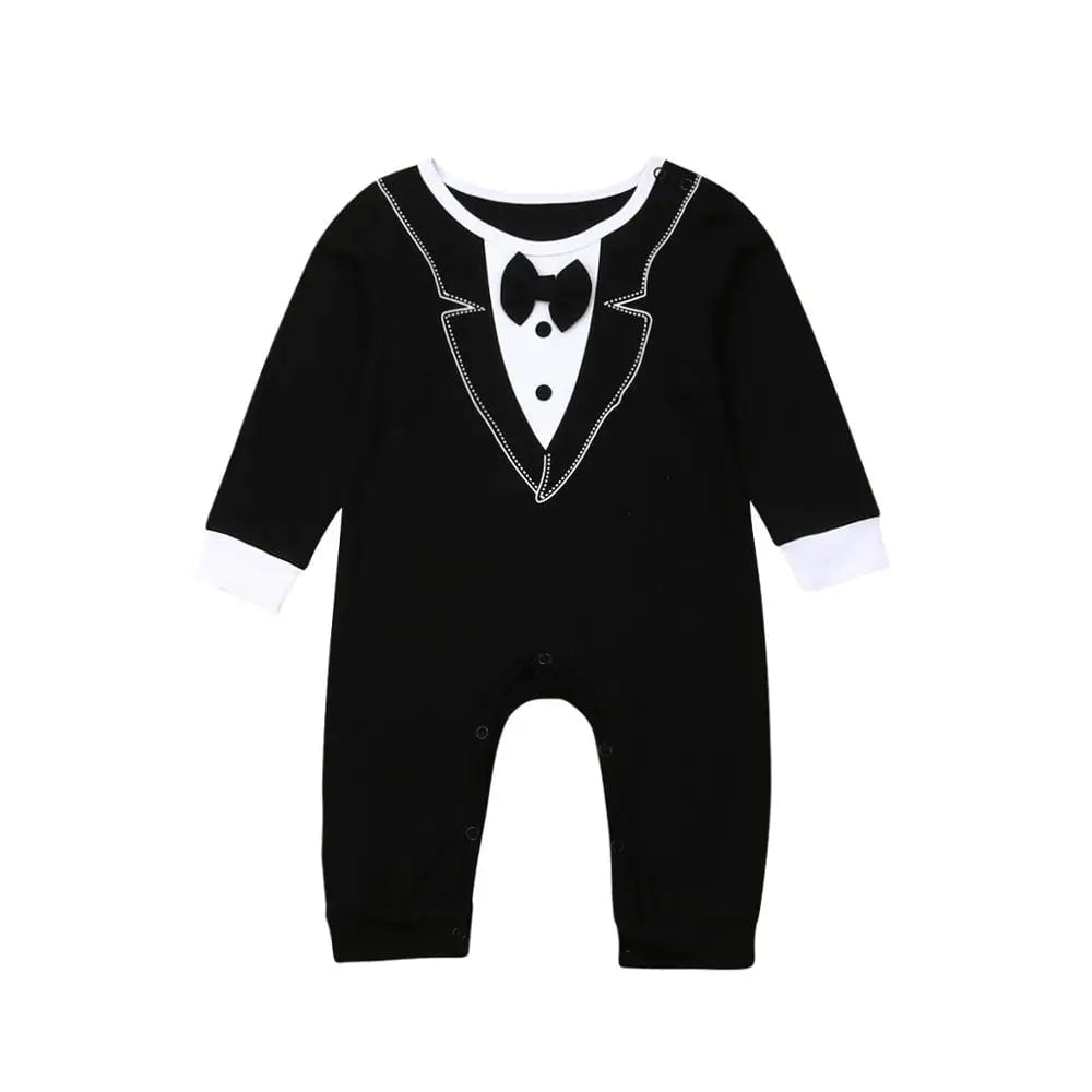 Storazone A / 3M Newborn Baby Boys Clothes 2020 Summer Fall Boys Long Sleeve Romper Jumpsuits Bow-tie Gentleman Suit Baby Boys Outfits