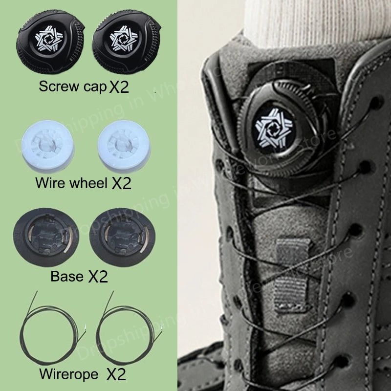 Storazone A-Black 2023 New Automatic Laces Sneakers Swivel Buckle Shoelaces Without ties Adults Kids Lazy No Tie Shoe laces Shoe Accessories 1Pair