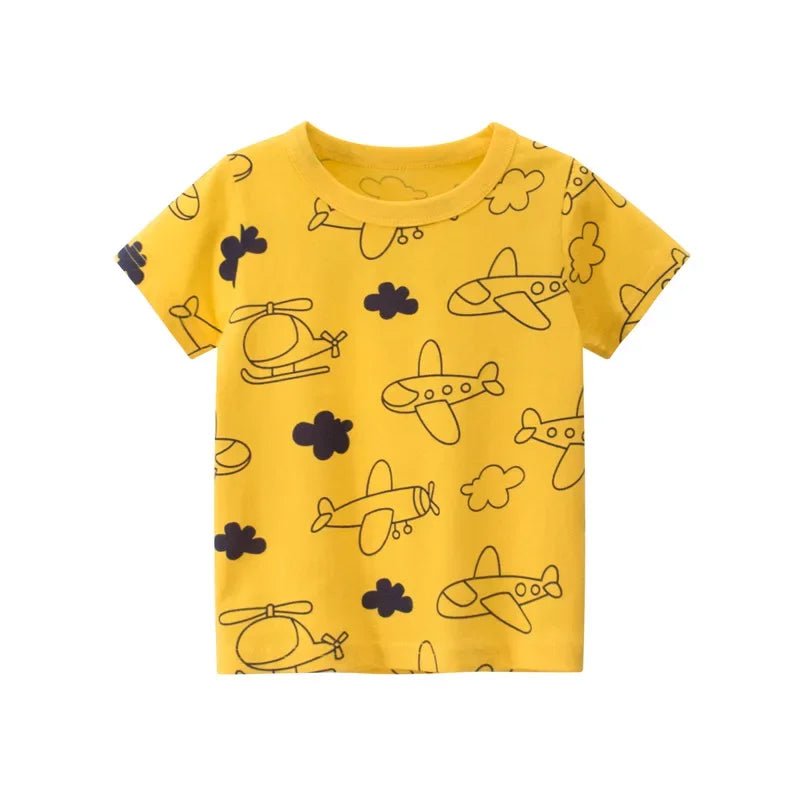 Storazone A / CHINA / 120(5-6) 2024 Children's T-Shirt for Boys Girls Kids Shirts Baby Short Sleeve Full Print Toddler Cotton Cartoon Car Tee Tops Clothing