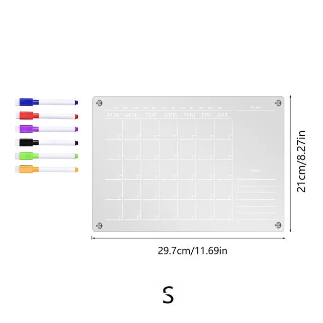 Storazone A Fridge Magnet Sticker Calendar Board Planner Reusable Magnetic Dry Erase Board Schedule Transparent Acrylic Fridge Message Menu