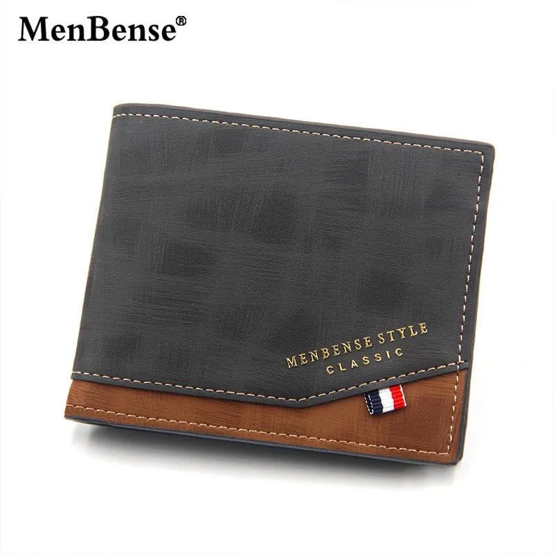 Storazone A New Men's Wallet Short Cross Section Youth Tri-fold Wallet Stitching Business Multi-card Zipper Coin Purse Wallet Passport Cover