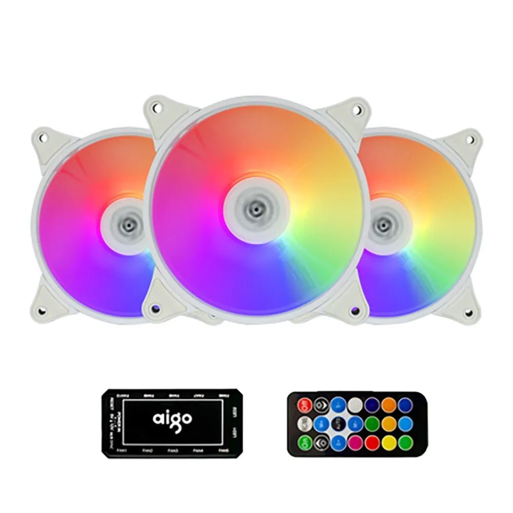 Storazone A- RGB / WHITE / white 3 fan set Aigo AR12 White 120mm PC Computer Case Fan Cooling Cooler 6PIN Adjustable RGB Led 12cm Mute Ventilador Adjust Speed 5V ARGB Fans