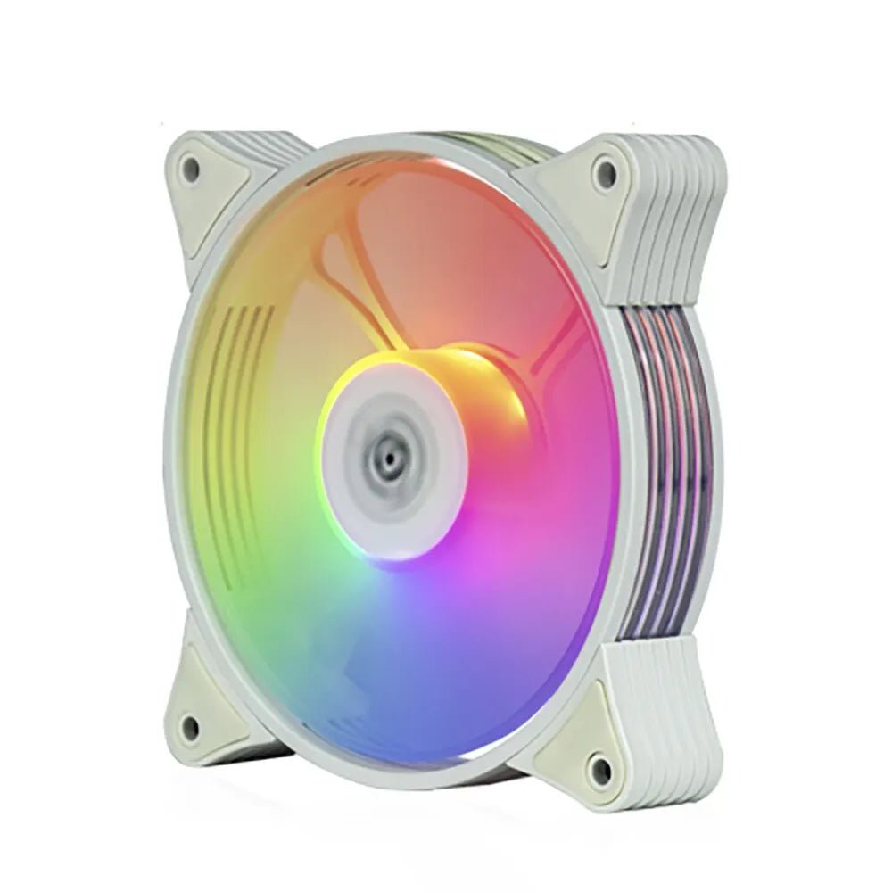 Storazone A- RGB / WHITE / white single fan Aigo AR12 White 120mm PC Computer Case Fan Cooling Cooler 6PIN Adjustable RGB Led 12cm Mute Ventilador Adjust Speed 5V ARGB Fans