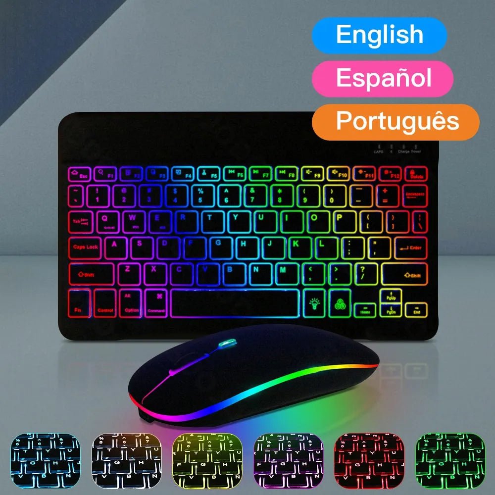 Storazone A set 10inch Backlit For iPad Keyboard And Mouse Backlight Bluetooth Keyboard For IOS Android Windows Wireless Keyboard and Mouse