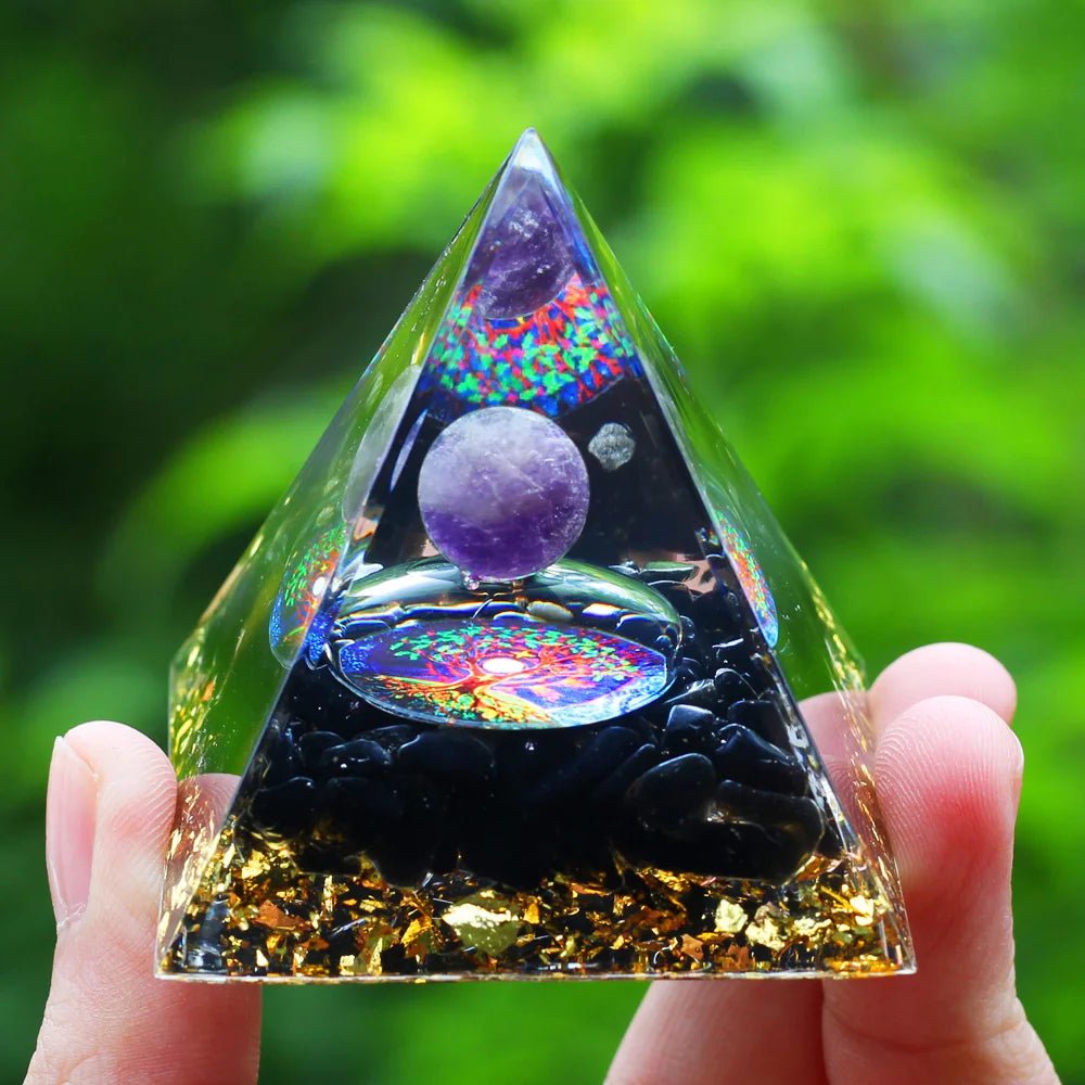 Storazone A01 Crystals Stone Orgone Pyramid Energy Generator Natural Amethyst Peridot Reiki Chakra Meditation Tool Room Decor Christmas Gift