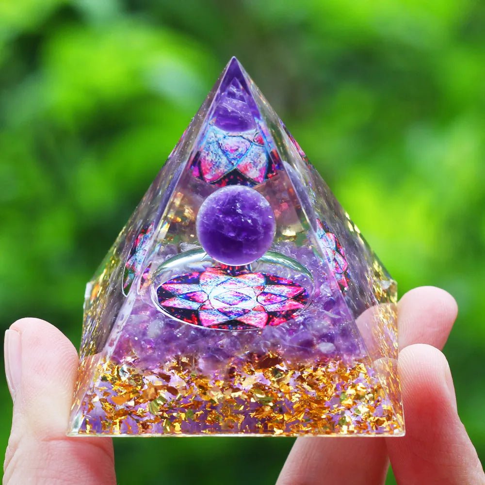 Storazone A03 Crystals Stone Orgone Pyramid Energy Generator Natural Amethyst Peridot Reiki Chakra Meditation Tool Room Decor Christmas Gift