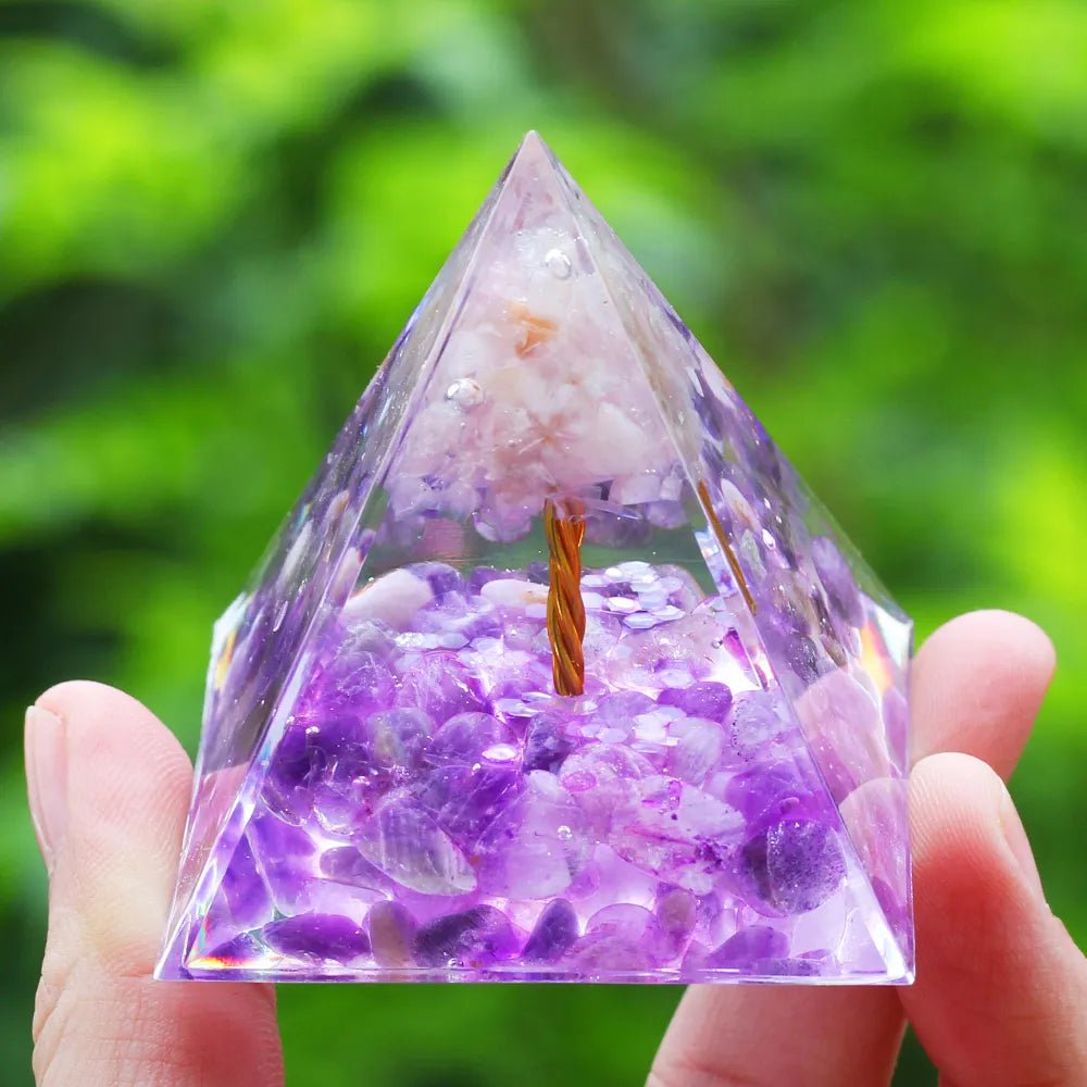 Storazone A06 Crystals Stone Orgone Pyramid Energy Generator Natural Amethyst Peridot Reiki Chakra Meditation Tool Room Decor Christmas Gift