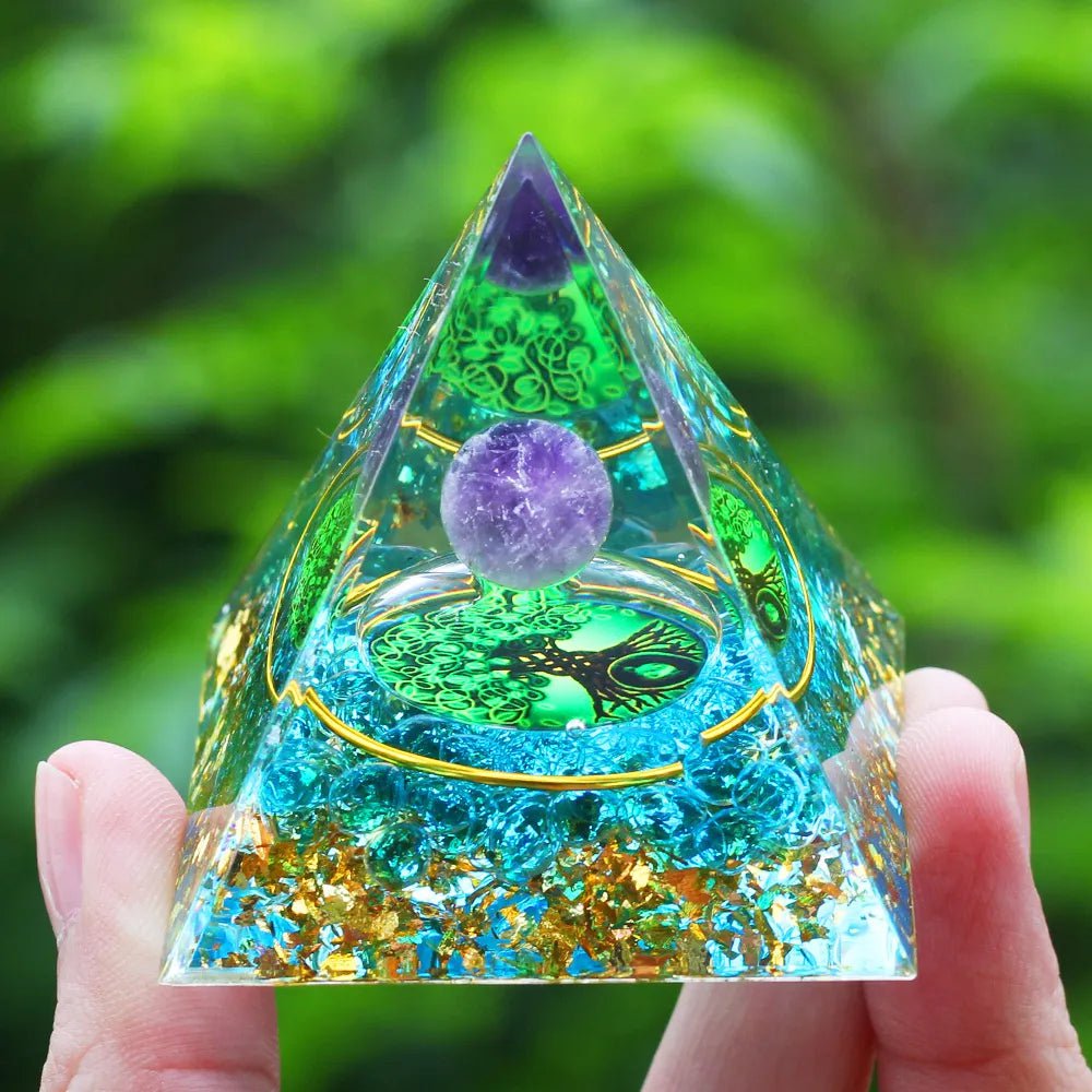 Storazone A09 Crystals Stone Orgone Pyramid Energy Generator Natural Amethyst Peridot Reiki Chakra Meditation Tool Room Decor Christmas Gift