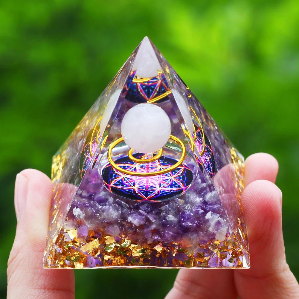 Storazone A10 Crystals Stone Orgone Pyramid Energy Generator Natural Amethyst Peridot Reiki Chakra Meditation Tool Room Decor Christmas Gift