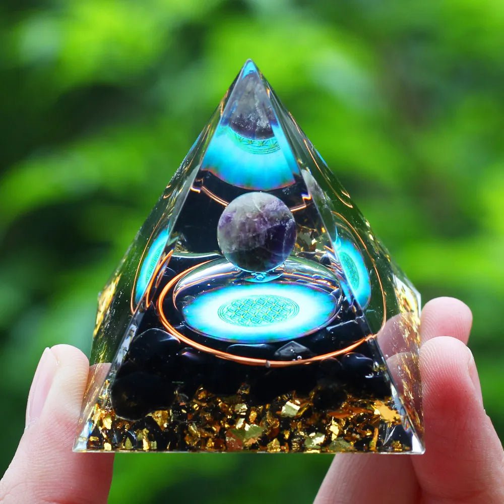 Storazone A12 Crystals Stone Orgone Pyramid Energy Generator Natural Amethyst Peridot Reiki Chakra Meditation Tool Room Decor Christmas Gift