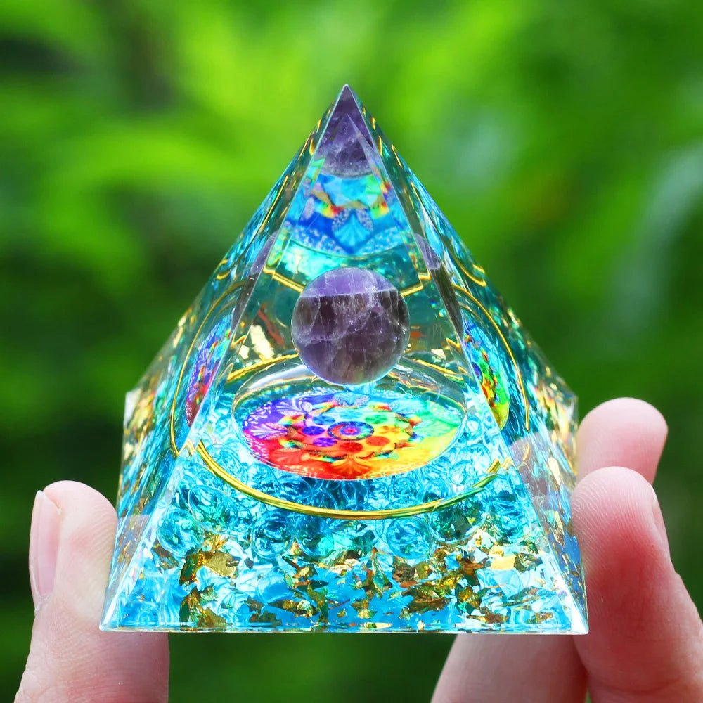 Storazone A14 Crystals Stone Orgone Pyramid Energy Generator Natural Amethyst Peridot Reiki Chakra Meditation Tool Room Decor Christmas Gift