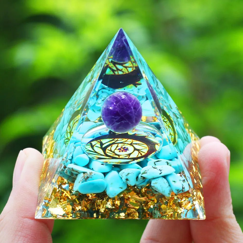 Storazone A16 Crystals Stone Orgone Pyramid Energy Generator Natural Amethyst Peridot Reiki Chakra Meditation Tool Room Decor Christmas Gift