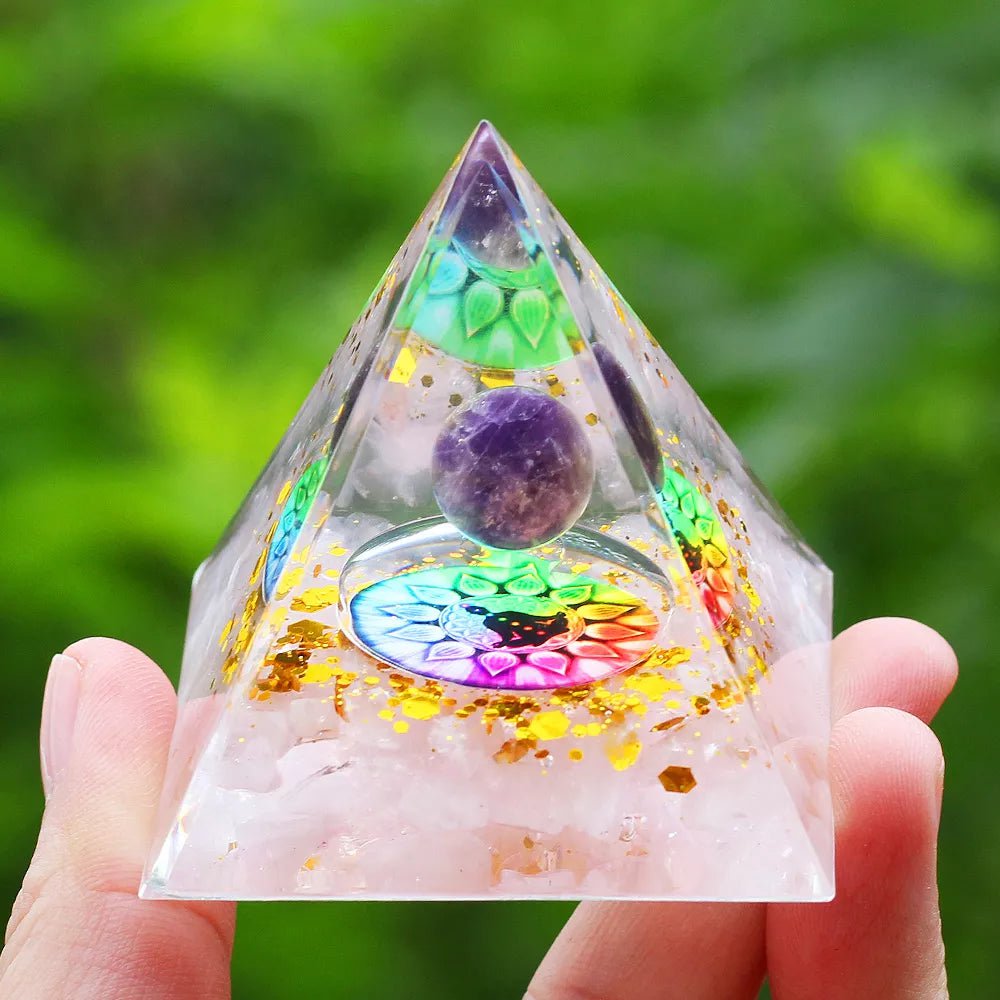 Storazone A18 Crystals Stone Orgone Pyramid Energy Generator Natural Amethyst Peridot Reiki Chakra Meditation Tool Room Decor Christmas Gift