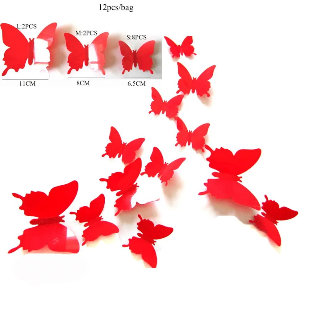 Storazone a2 12Pcs 3D Butterfly Wall Stickers PVC Self Adhesive Wallpaper Colorful Butterfly Wall Sticker Living Room Window Decal Home Decor
