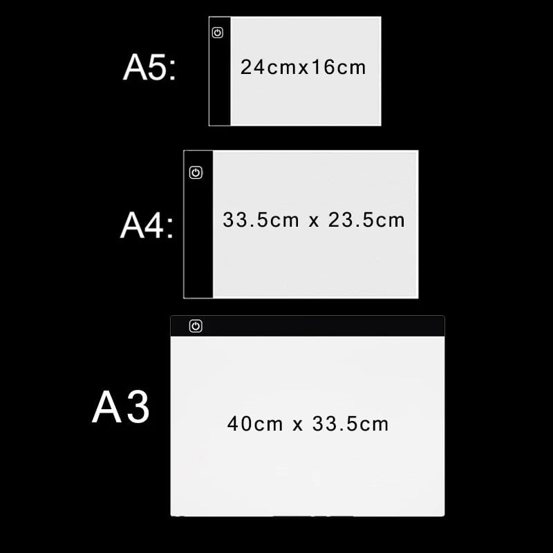 Storazone A3/A4/A5 Size Led Light Pad Eye Protection Easier for Diamond Painting Embroidery Sale Three Level Dimmable Painting Pad