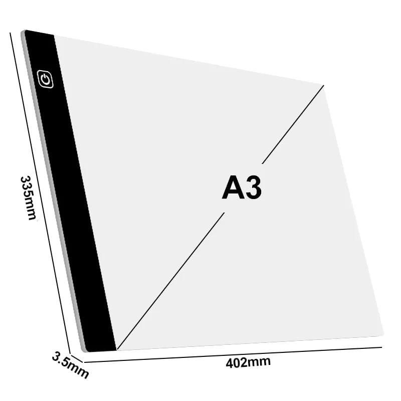 Storazone A3 Black A3/A4/A5 Three Level Dimmable Led Light Pad Drawing Board Pad Tracing Light Box Eye Protection Easier for Diamond Painting