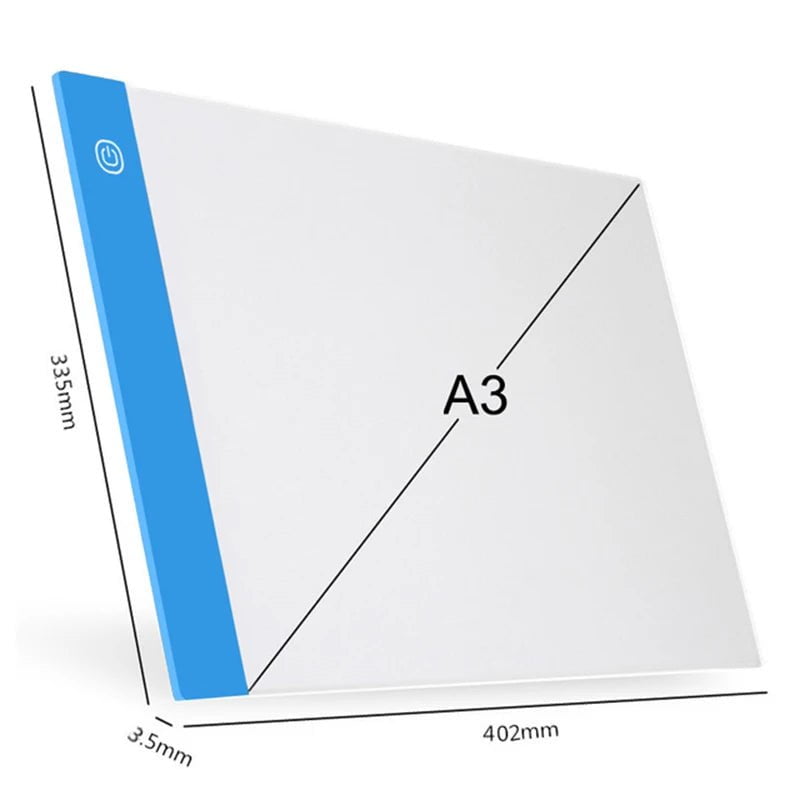 Storazone A3 Blue A3/A4/A5 Three Level Dimmable Led Light Pad Drawing Board Pad Tracing Light Box Eye Protection Easier for Diamond Painting