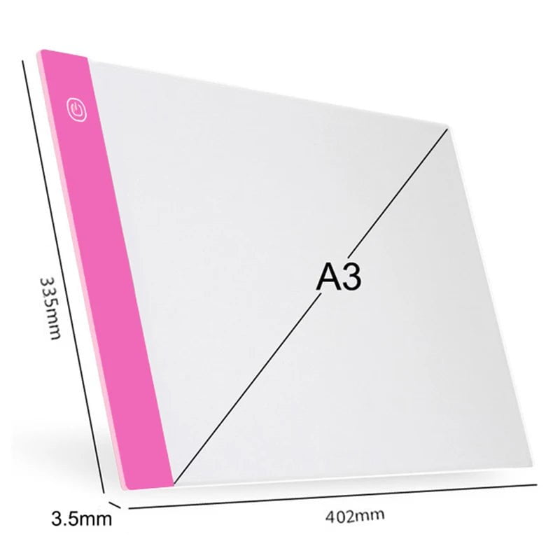 Storazone A3 Pink A3/A4/A5 Three Level Dimmable Led Light Pad Drawing Board Pad Tracing Light Box Eye Protection Easier for Diamond Painting