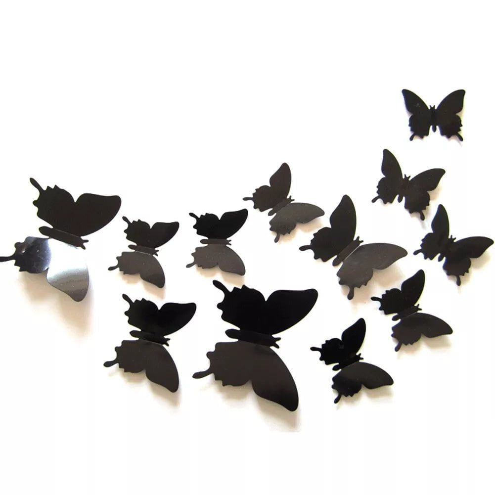 Storazone a4 12Pcs 3D Butterfly Wall Stickers PVC Self Adhesive Wallpaper Colorful Butterfly Wall Sticker Living Room Window Decal Home Decor