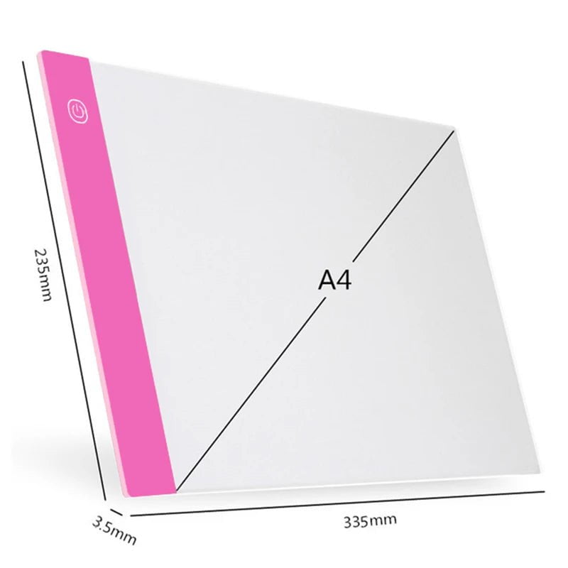 Storazone A4 Pink A3/A4/A5 Three Level Dimmable Led Light Pad Drawing Board Pad Tracing Light Box Eye Protection Easier for Diamond Painting