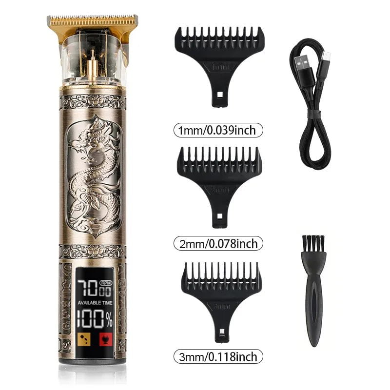 Storazone ABS  LCD Dragon Men's Barber Retro T9 Hair Trimmer Professional Razor Trimmer Kemei Heyar Cut Machine Wireless Hair Clipper Beard Man Shaving