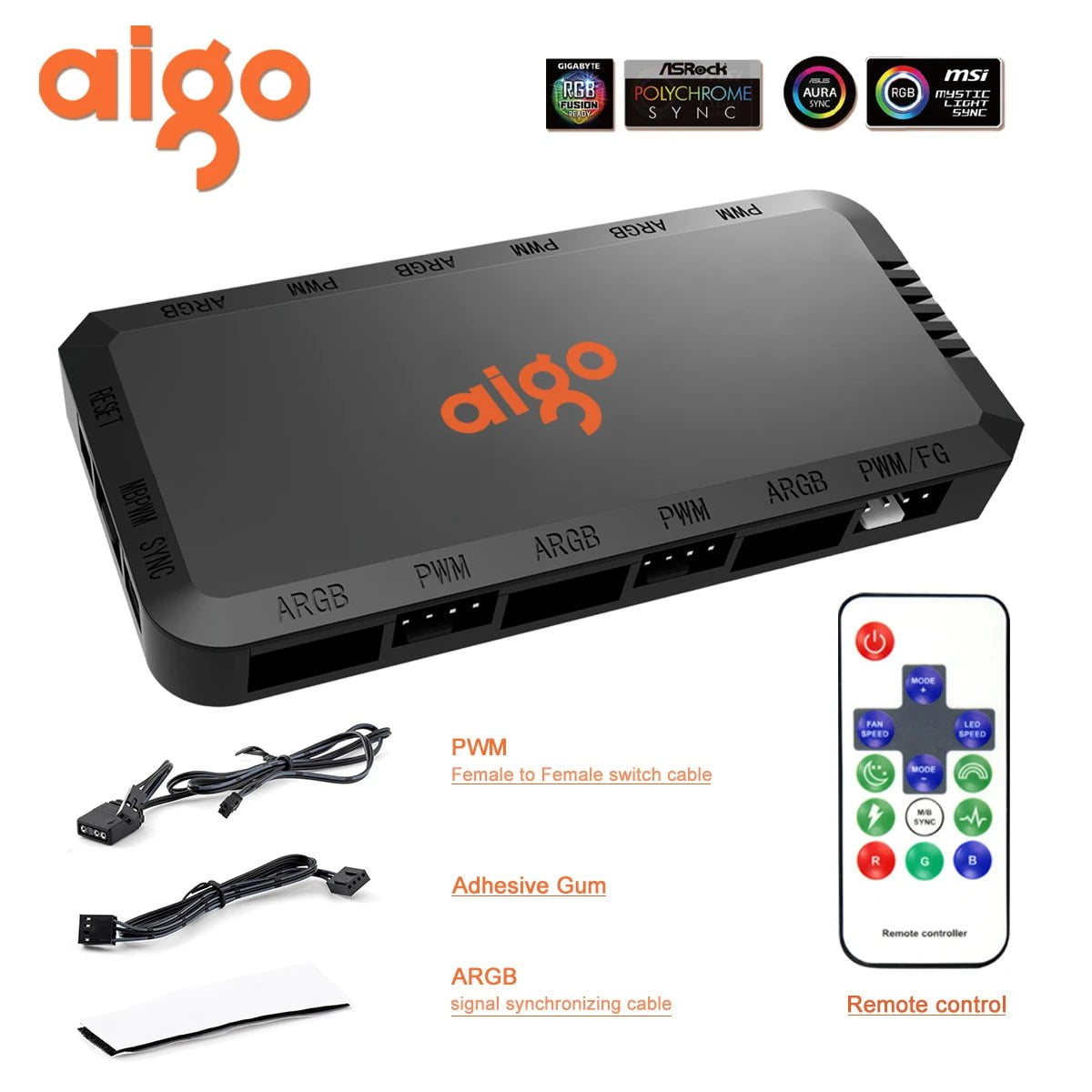 Storazone ACP1 ARGB controller / black / A-RGB Aigo AR12PRO 120mm rgb fan 4pin PWM argb Cooling fan 3pin5v aurora effect colorful choice 12cm ventilador Computer PC Case fans