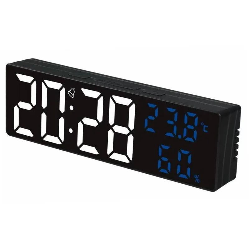 Storazone Acrylic Blue TEMP / 9 inch 9 Inch Large Digital Wall Clock Temperature and Humidity Display Night Mode Table Alarm Clock 12/24H Electronic LED Clock