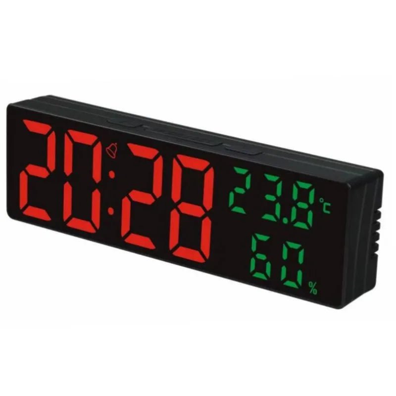 Storazone Acrylic Green TEMP / 9 inch 9 Inch Large Digital Wall Clock Temperature and Humidity Display Night Mode Table Alarm Clock 12/24H Electronic LED Clock