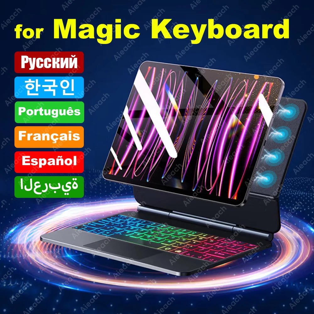 Storazone AIEACH Magic Keyboard For iPad Bluetooth Wireless Keyboard with Backlight Korean Spanish For iPad Pro 11 Air 4 5 10th Generation