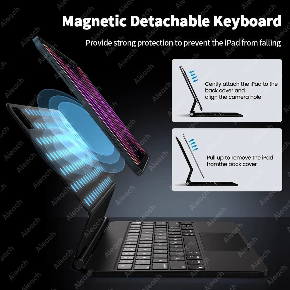 Storazone AIEACH Magic Keyboard For iPad Bluetooth Wireless Keyboard with Backlight Korean Spanish For iPad Pro 11 Air 4 5 10th Generation