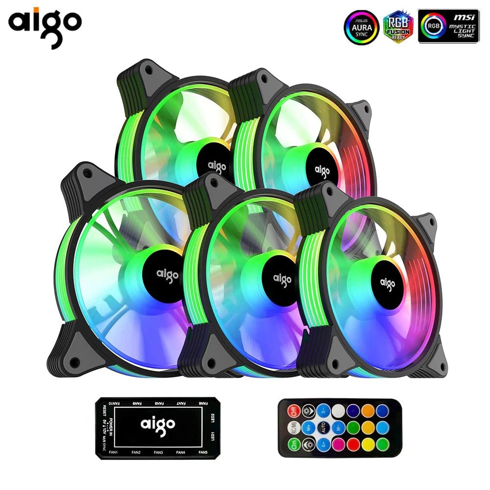 Storazone Aigo AR12 120mm pc computer Case Fan RGB Heatsink aura sync sata port 12cm Cooler argb Silent controller fan cooling ventilador