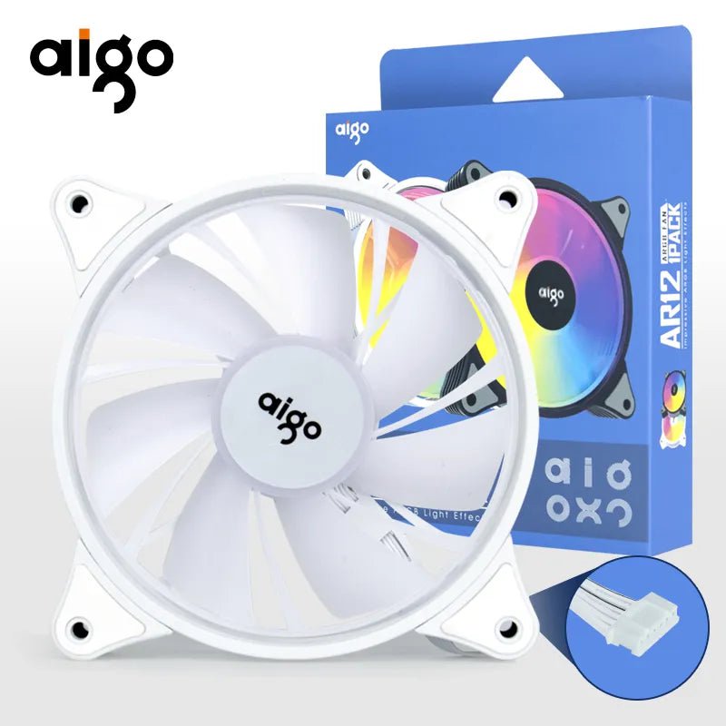 Storazone Aigo AR12 white 120mm PC Computer Case Fan Cooling Cooler 6PIN Adjustable RGB Led 12cm Mute Ventilador Adjust Speed 5V ARGB Fans