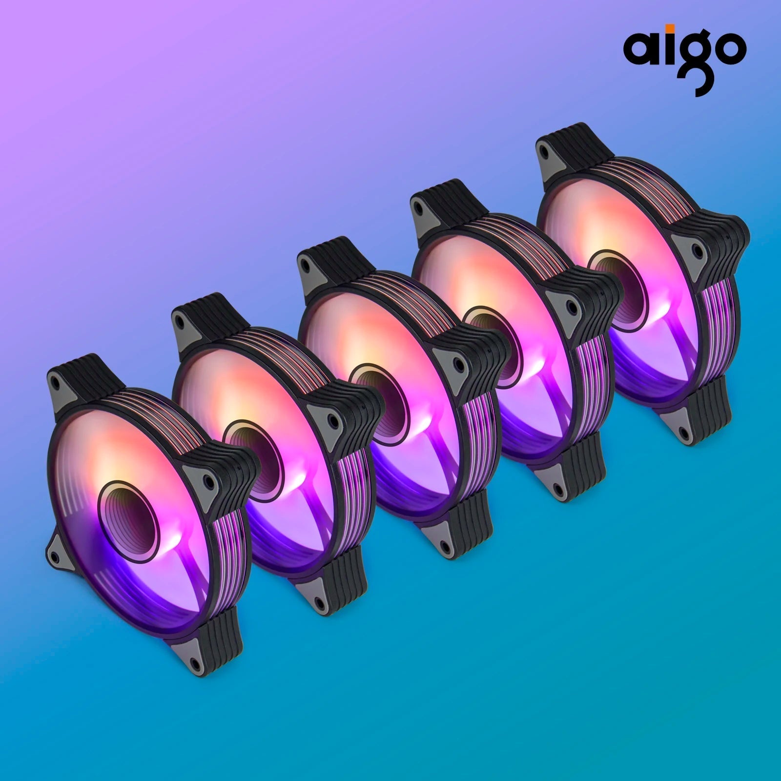 Storazone Aigo AR12PRO 120mm rgb fan 4pin PWM argb Cooling fan 3pin5v aurora effect colorful choice 12cm ventilador Computer PC Case fans