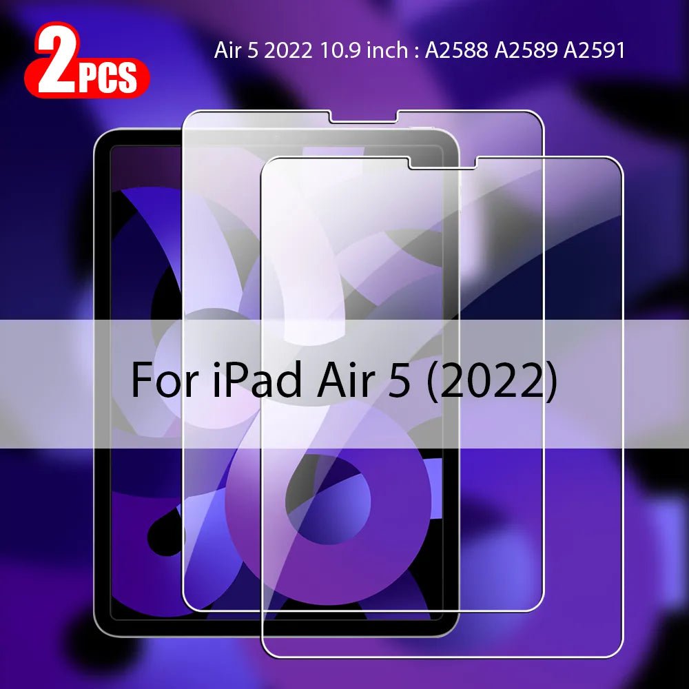 Storazone Air 5 2022 2Pcs Tempered Glass Screen Protector For Ipad Air 5 4 3 2 Pro 11 2022 Mini 6 9 9th 10 10th Generation 10.2 9.7 2021 Accessories