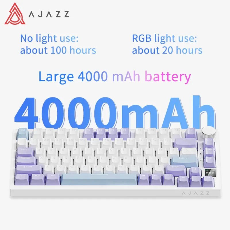 Storazone Ajazz Ak820 RGB Tri-Mode Gaming Mechanical Keyboard 82 Key Bluetooth 2.4GHz Wireless Gamer Keyboard Custom Gasket for Pc Laptop