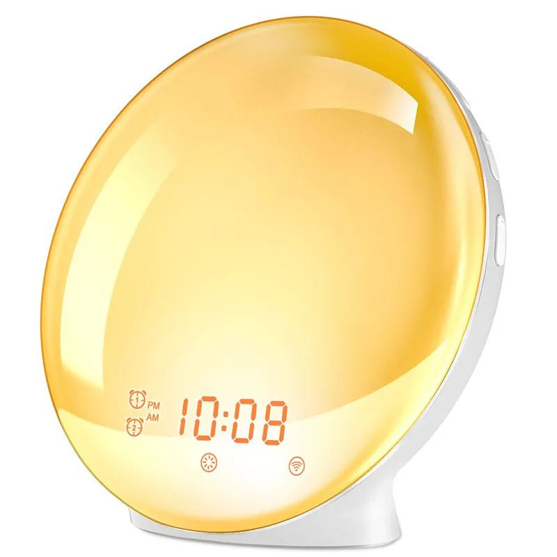 Storazone Alarm Clock Wake Up Light Alarm Clock with Sunrise/Sunset Simulation Dual Alarms FM Radio Nightlight 7 Colors Natural Sounds Snooze